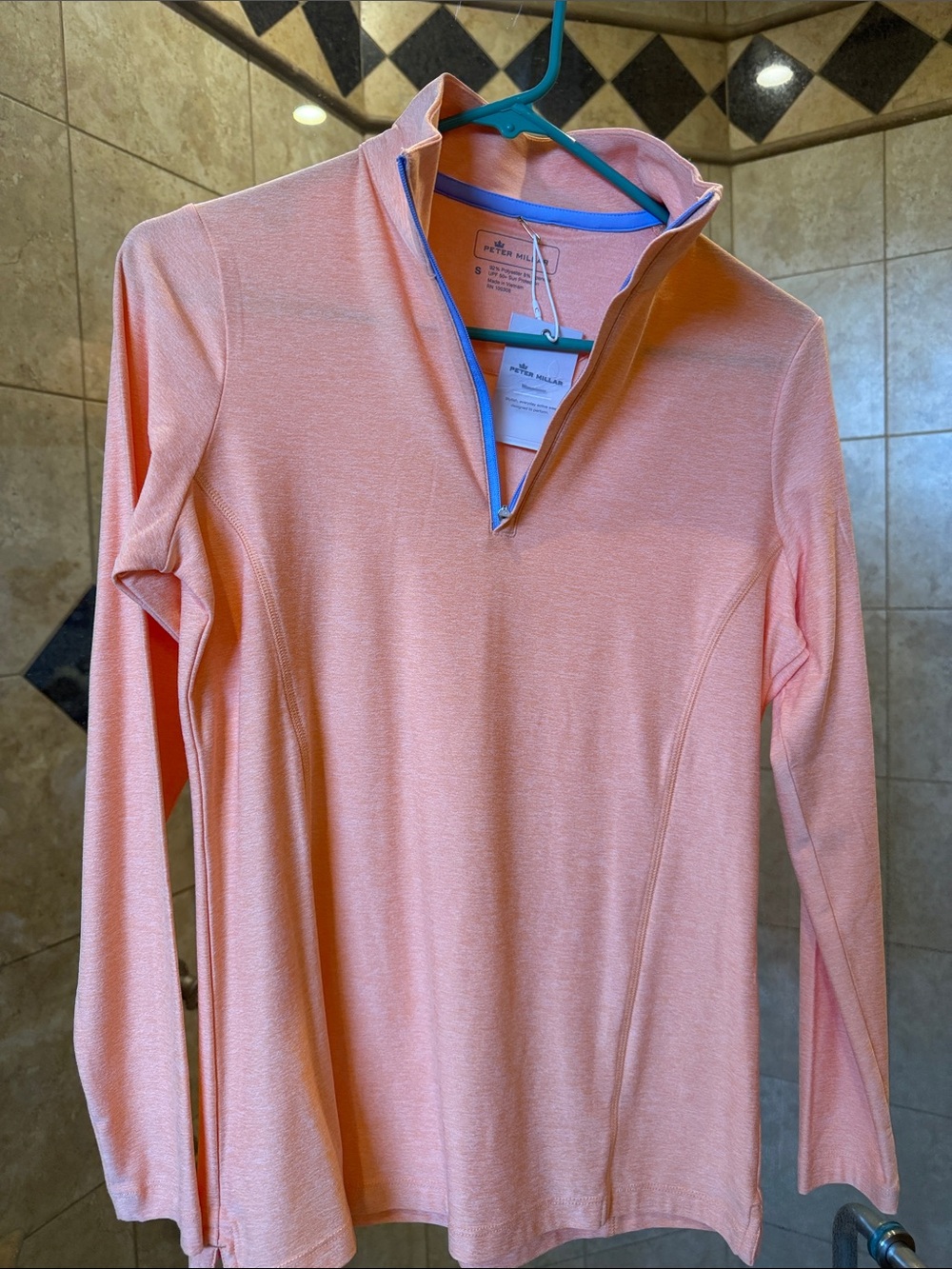 Peter Millar Navesink CC (in NJ) Peach Long-Sleeve Zip-Up Performance Pullover